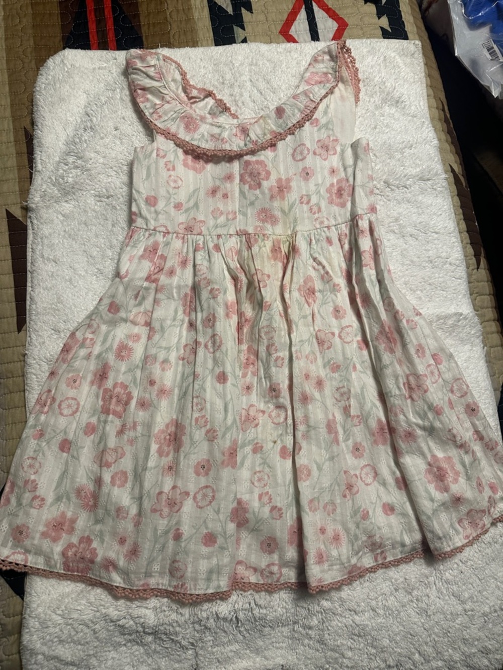 Catherine Malandrino Cream Dress with Pink Floral Print